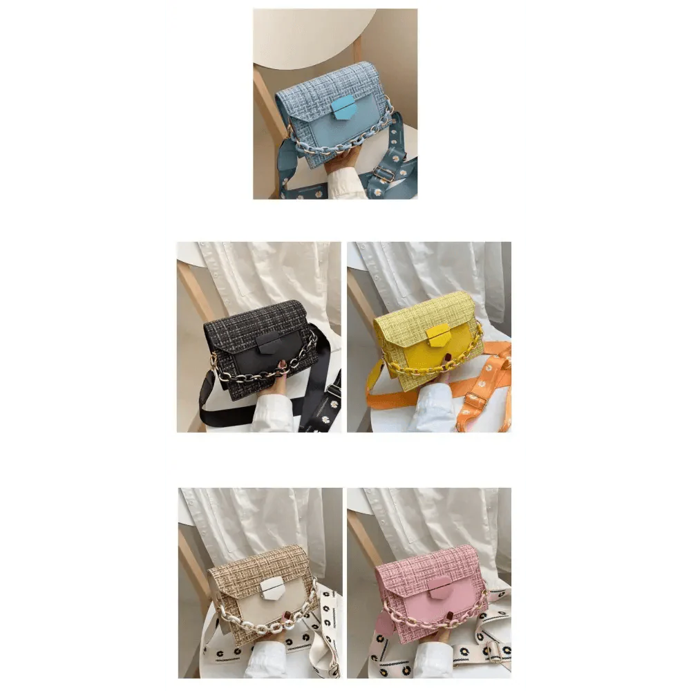Luxury Wide Strap Crossbody Bag: Designer Chain Messenger Purse