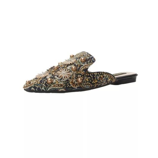 Women’s Pointed-Toe Low-Heeled Mules Slip-On Loafers