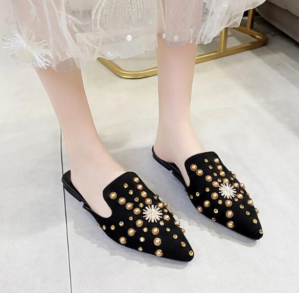 Women’s Pointed-Toe Low-Heeled Mules Slip-On Loafers
