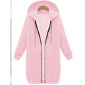 Women's Long Hooded Jacket Fleece Windbreaker Casual Winter Coat