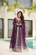 Prazu Fashion Violet Georgette With Zari & Sequins Gown