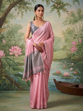 Light pink tissue silk saree with a matching blouse piece