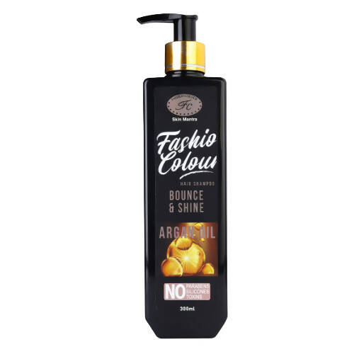Bottle of Bounce & Shine Hair Shampoo featuring a nourishing, shine-enhancing formula for healthy hair.