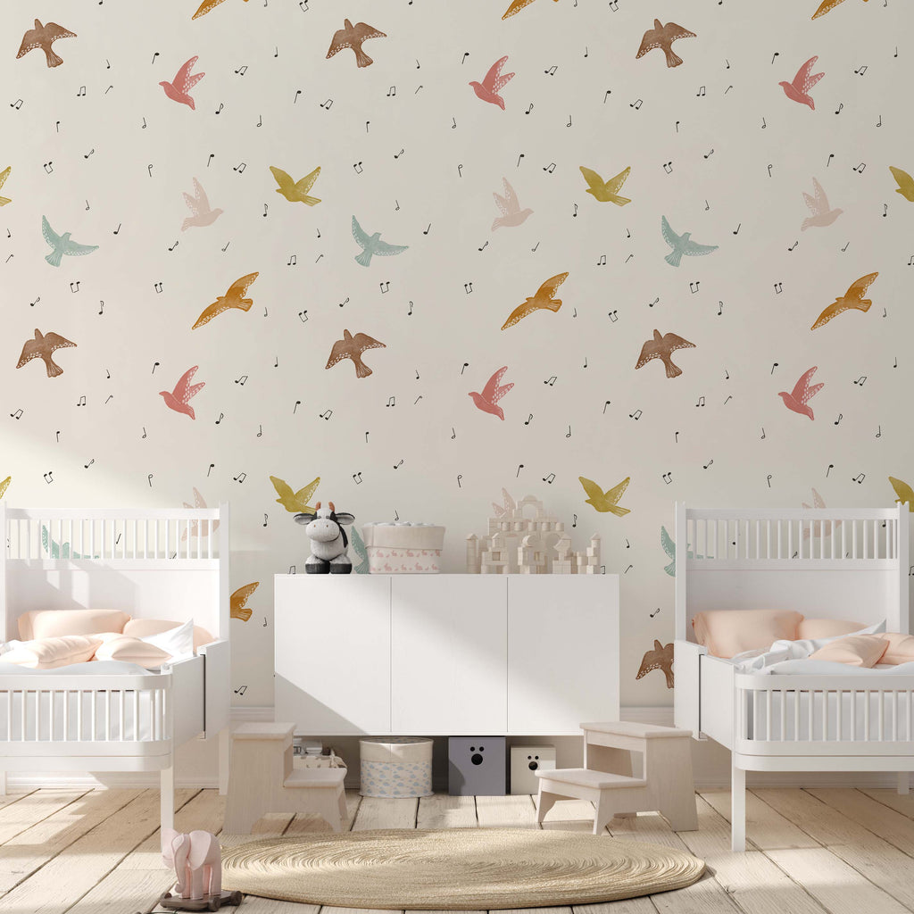 Lyra cream and gold whimsical patterned wallpaper
