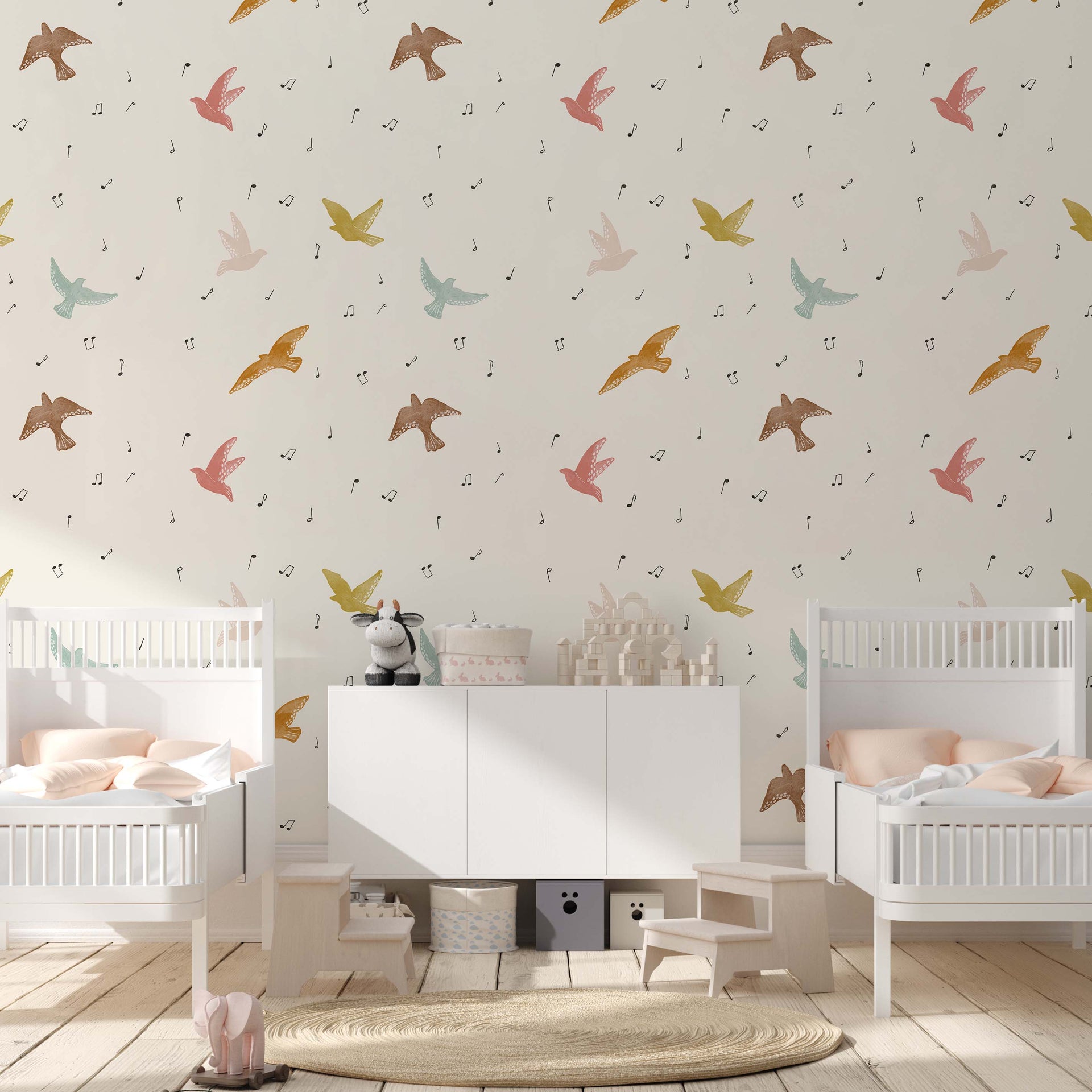 Lyra cream and gold whimsical patterned wallpaper