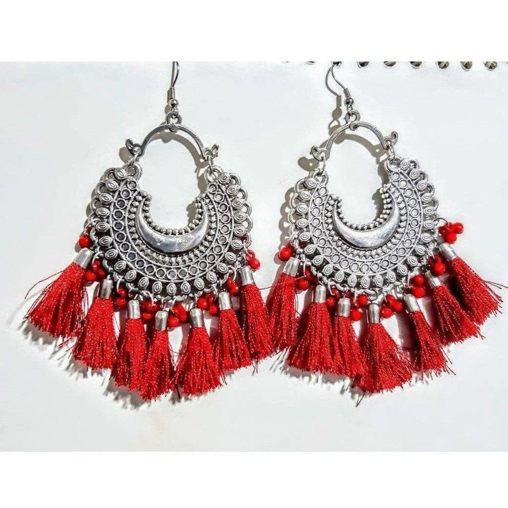 Red designer fashion partywear earrings for women