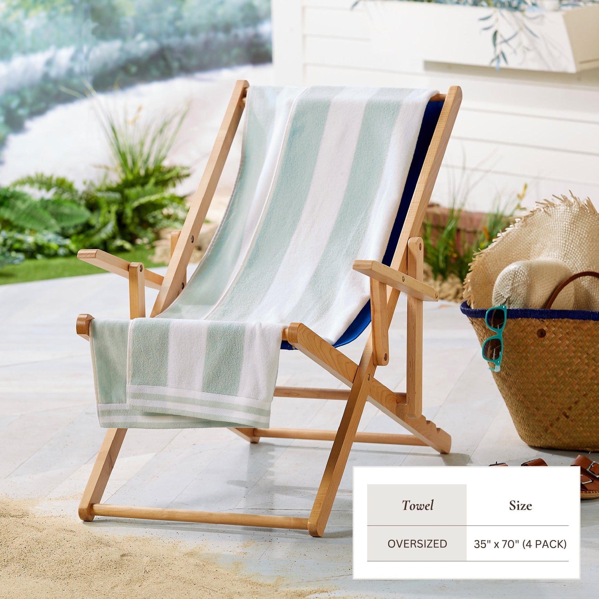Striped Cabana Beach Towel 100% Cotton Ultra-Soft Pool Towel - Image 47