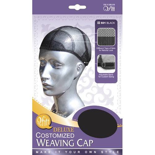 Qfitt Deluxe Mesh Wrap hair accessory in solid black with adjustable velcro closure for extensions.