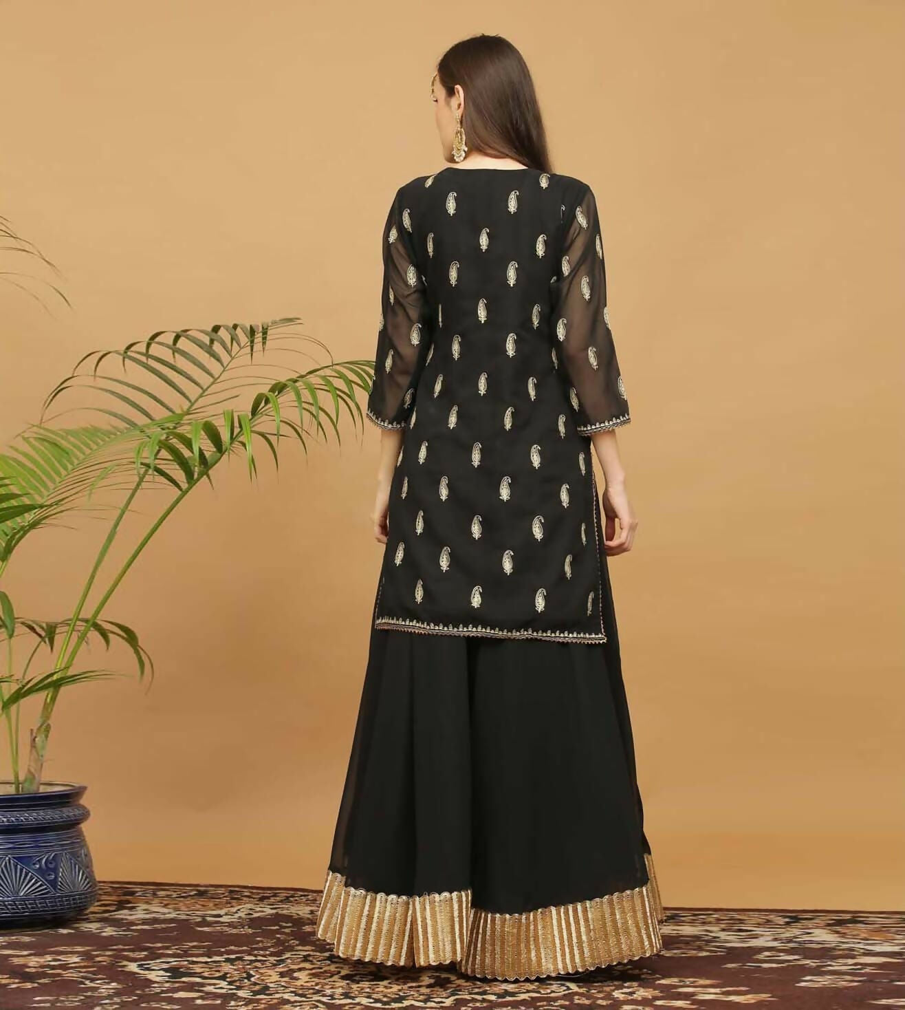 Black Georgette Lehenga Set with Traditional Flair
