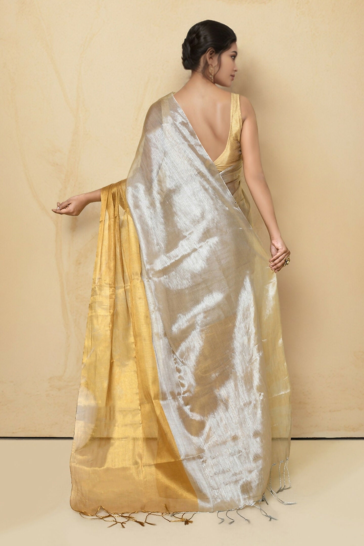 Light Beige Tissue Saree for Elegant Occasion Wear