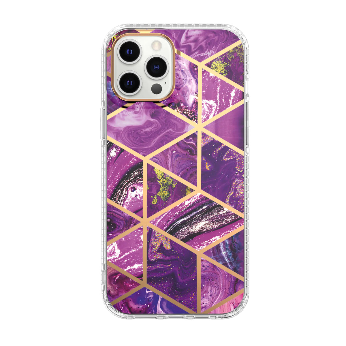 Mosaic Marble Pattern Floral Transparent Phone Case