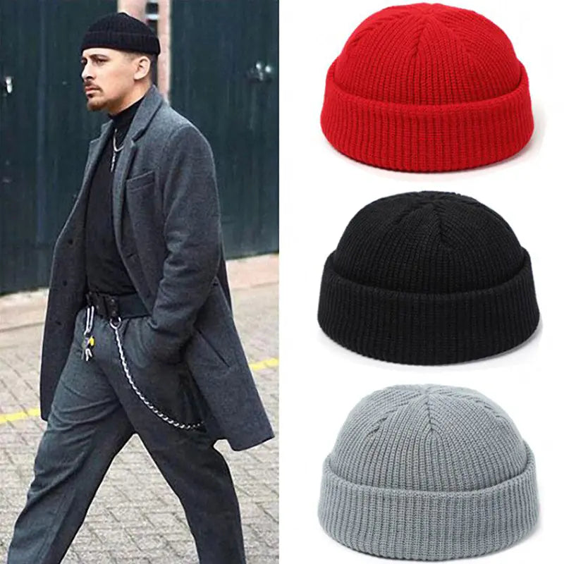 Plain Color Knit Beanie for Men and Women Winter