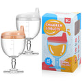 Lallisa 2 Pack Baby Wine Sippy Cup Spill Resistant Wine Glass Sippy Cup for Toddlers Stemware Design Baby Bottle Wine Glass Plastic Goblet Cup with Lid for Kids Daily Birthday Party (Pink White)