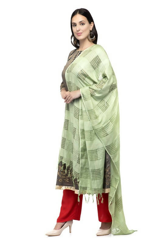 Pista Green Cotton Window Design Dupatta for Casual Ethnic Wear