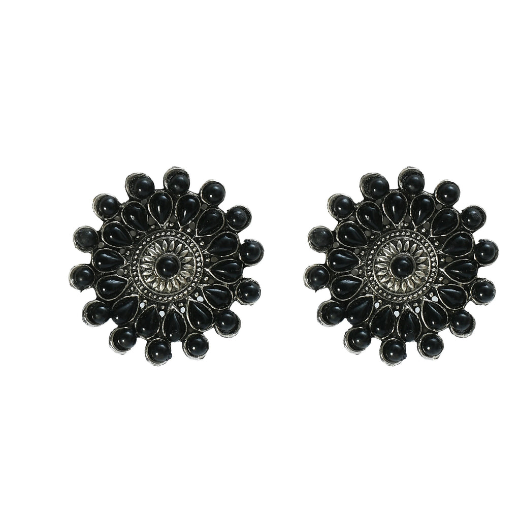 Silver-Plated Kundan Choker with Black Accents for Women