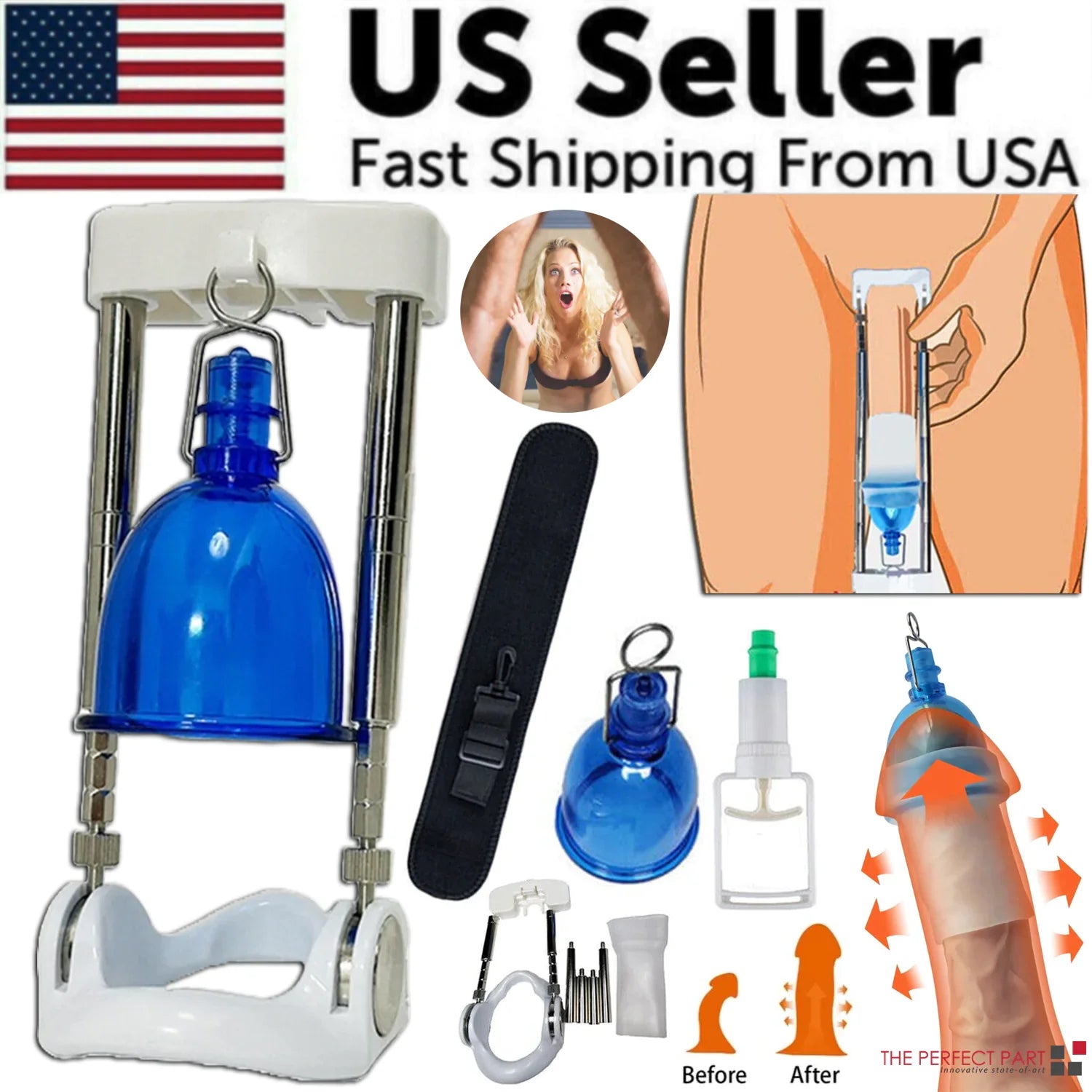 Super Penis Enlargement Extender Vacuum Stretcher Pump Hanger Bigger Enhancement