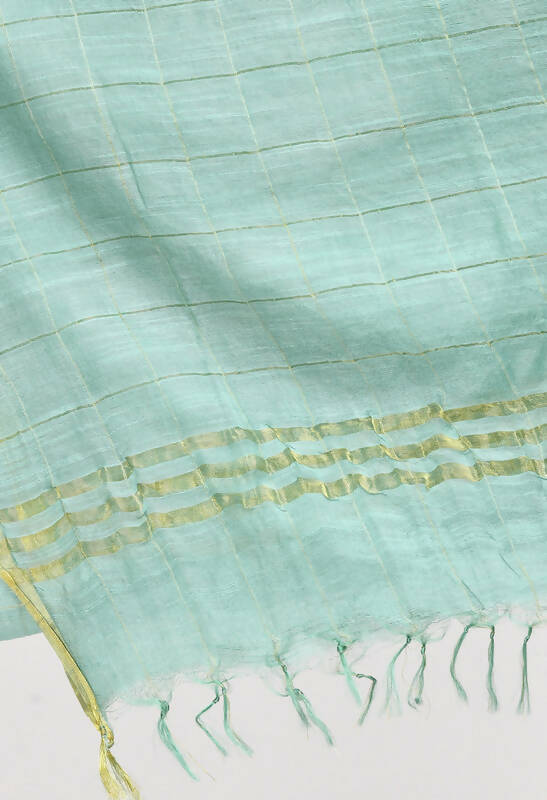 Pista Green Cotton Zari Box Pattern Dupatta for Ethnic Wear