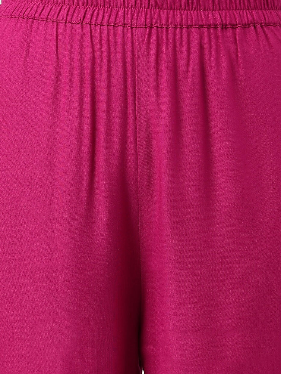 Pink Straight Kurta and Bottom Set with Intricate Embroidery