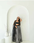 Silver georgette lehenga choli with sequin and zari embroidery