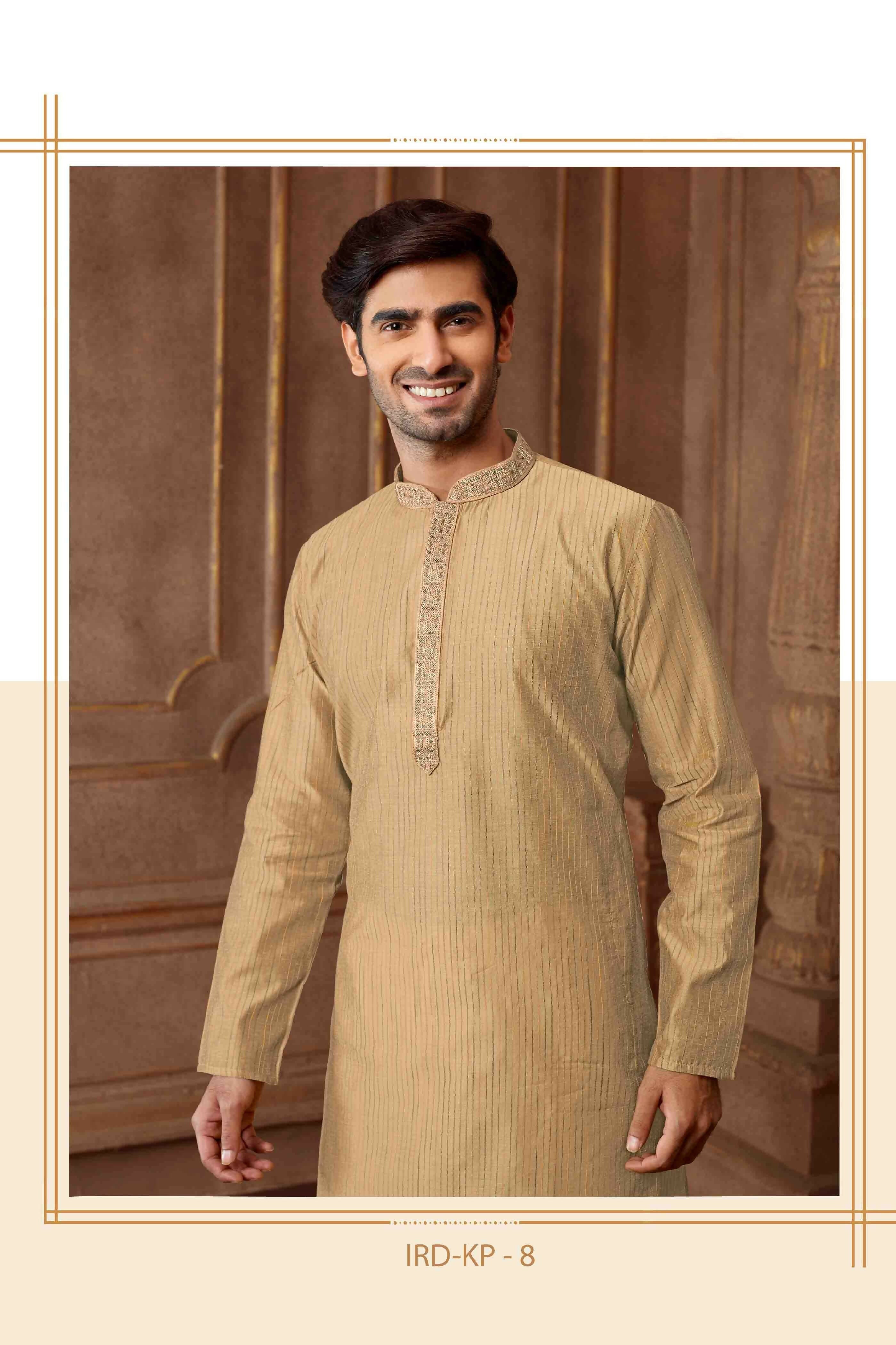 Light Grey Art Silk Blend Striped Kurta Pyjama for Toddlers