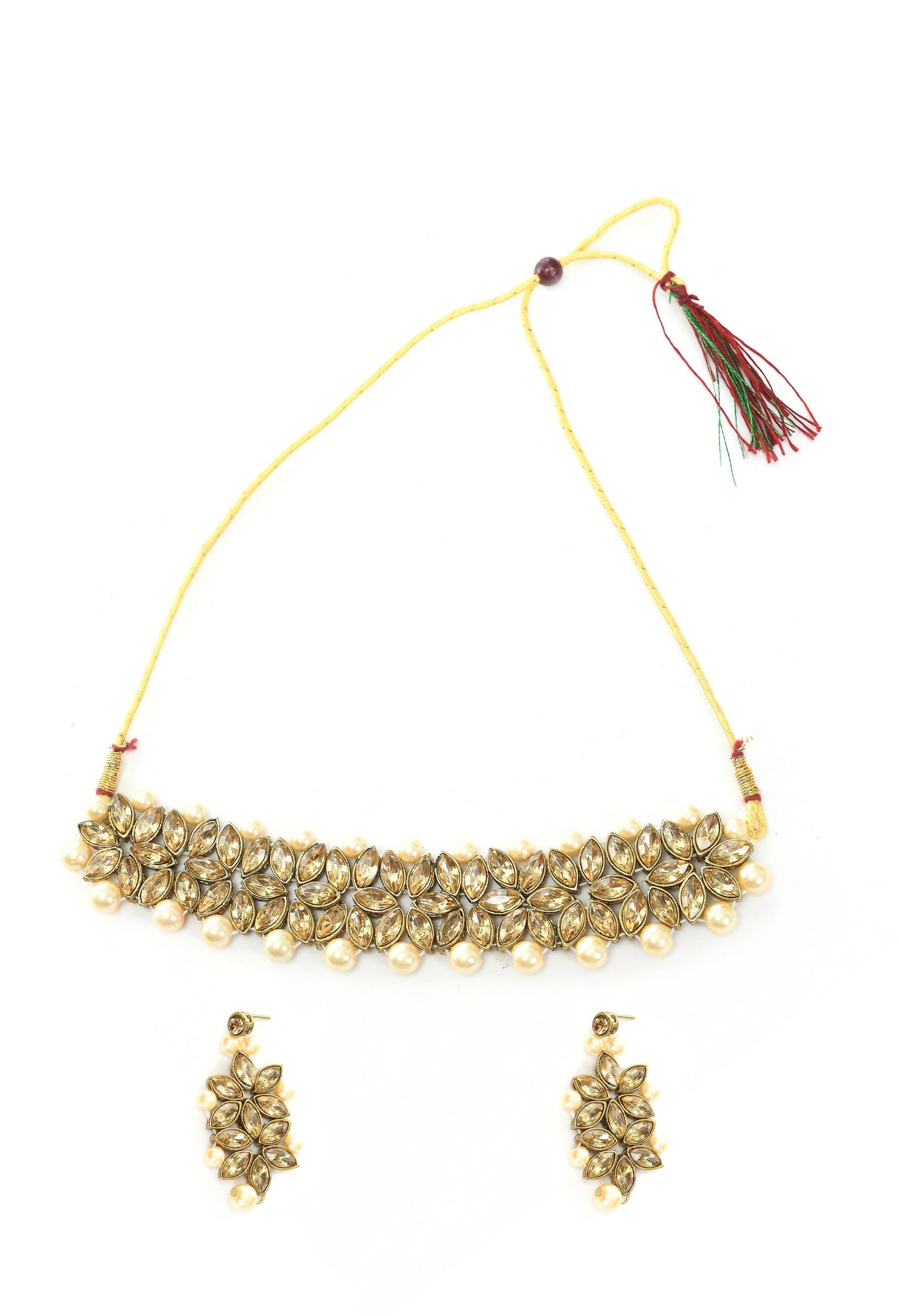 Golden Kundan and Pearl Statement Choker Necklace for Women