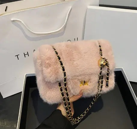 Fashionable Plush Crossbody Shoulder Bag