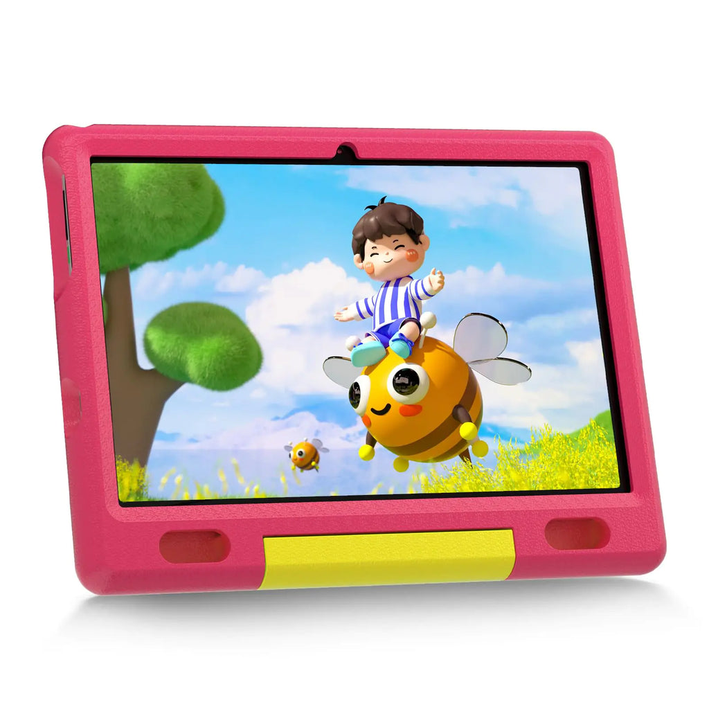 FYMLCPFY Kids Tablet 10 inch Android 13 Tablet for Kids 3-7 6(2+4) GB 64GB Parent Controls Kidoz Pre-Installed 5000mAh 5+8MP Dual Camera with Shockproof Case (Pink)