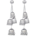 Traditional Kashmiri style silver tone four jhumka earrings set