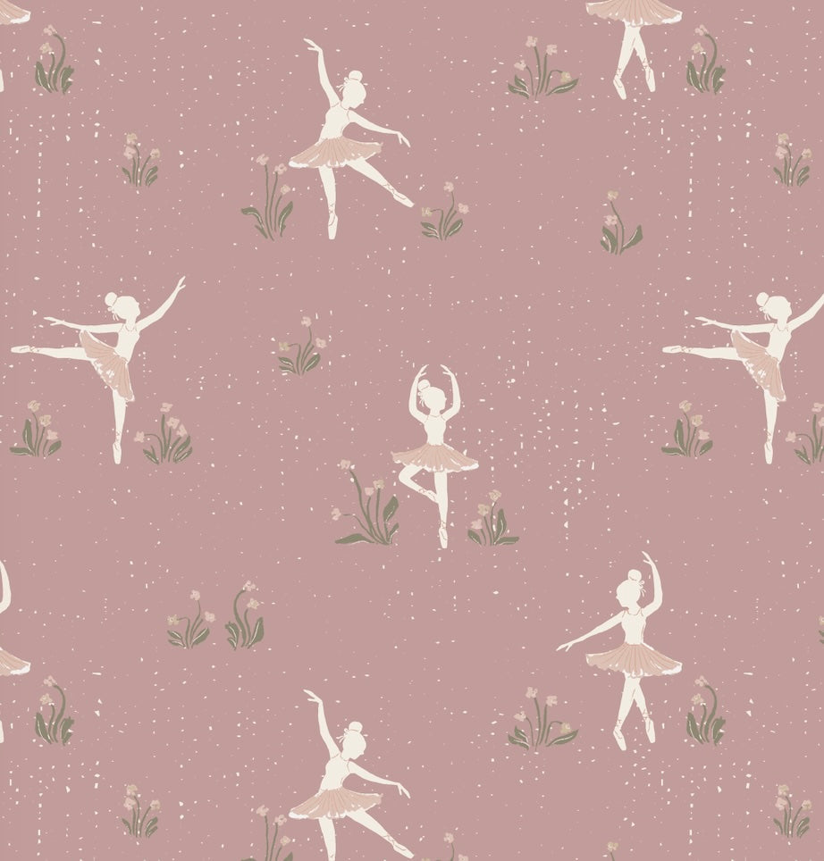 Allegra Whimsical Wallpaper - Cream, Dusty-Rose, and Sage-Green