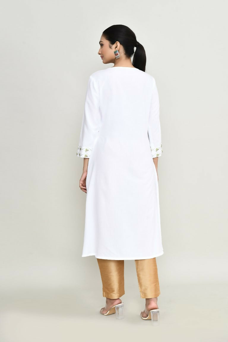 Black Rayon Tunic with Elegant Embroidery Detail