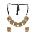 Golden oxidised lotus design choker necklace set for women and girls