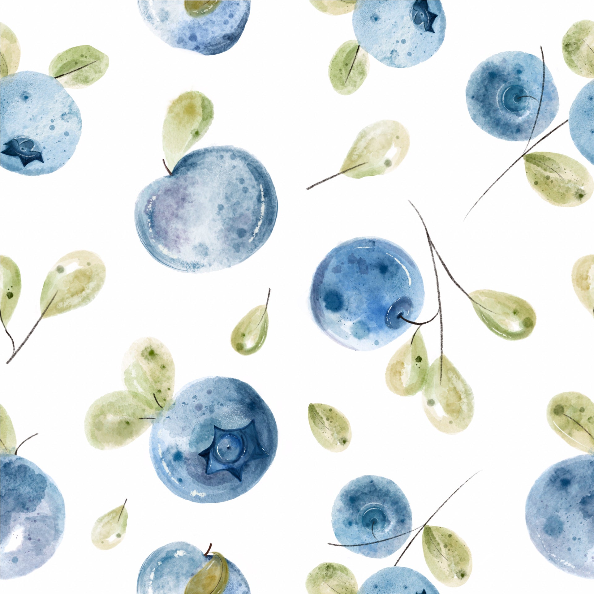 Mabel Floral Removable Wallpaper in White, Blue and Green