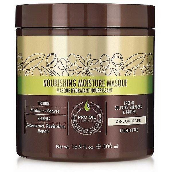 Large 500ml jar of Macadamia Nourishing Moisture Mask, professional salon packaging.