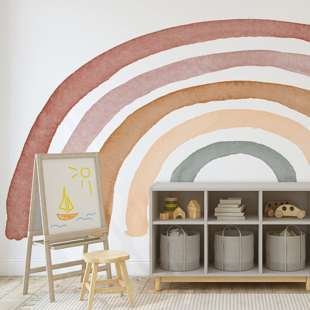 Rae Geometric Removable Wallpaper - Terracotta, Sage & Cream