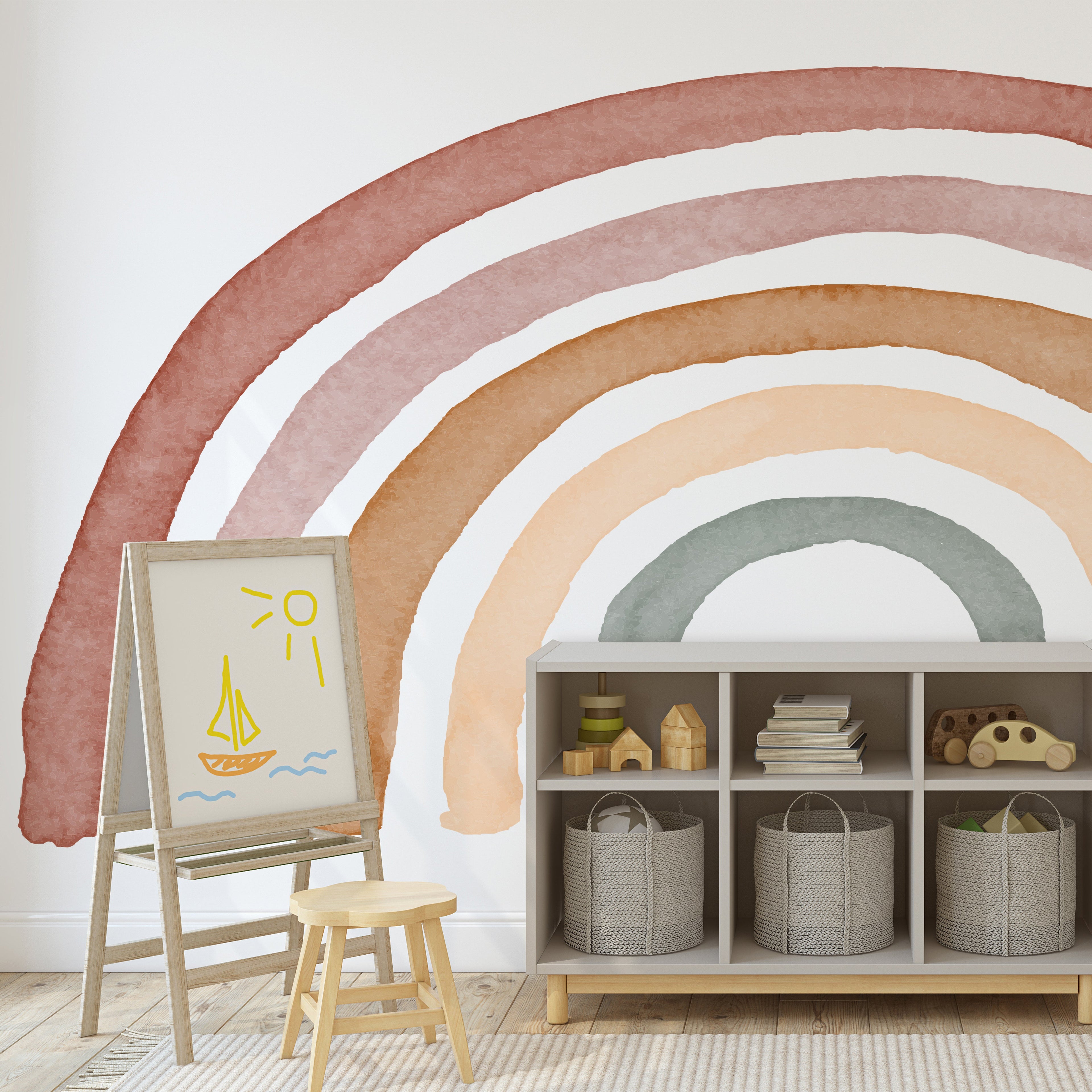 Rae Geometric Removable Wallpaper - Terracotta, Sage & Cream