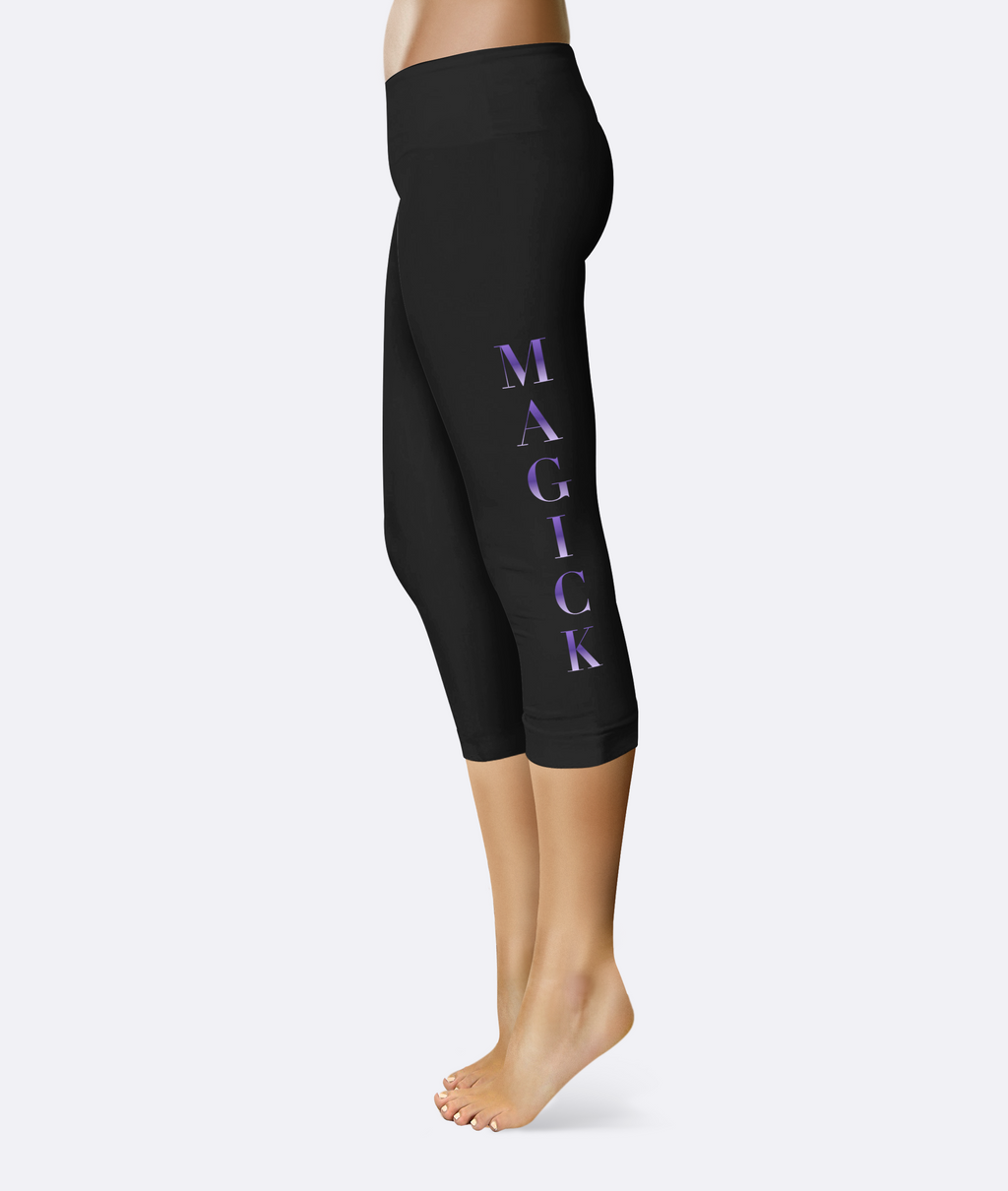 Wiccan Magick Print Leggings with Pockets in Black - Image 2