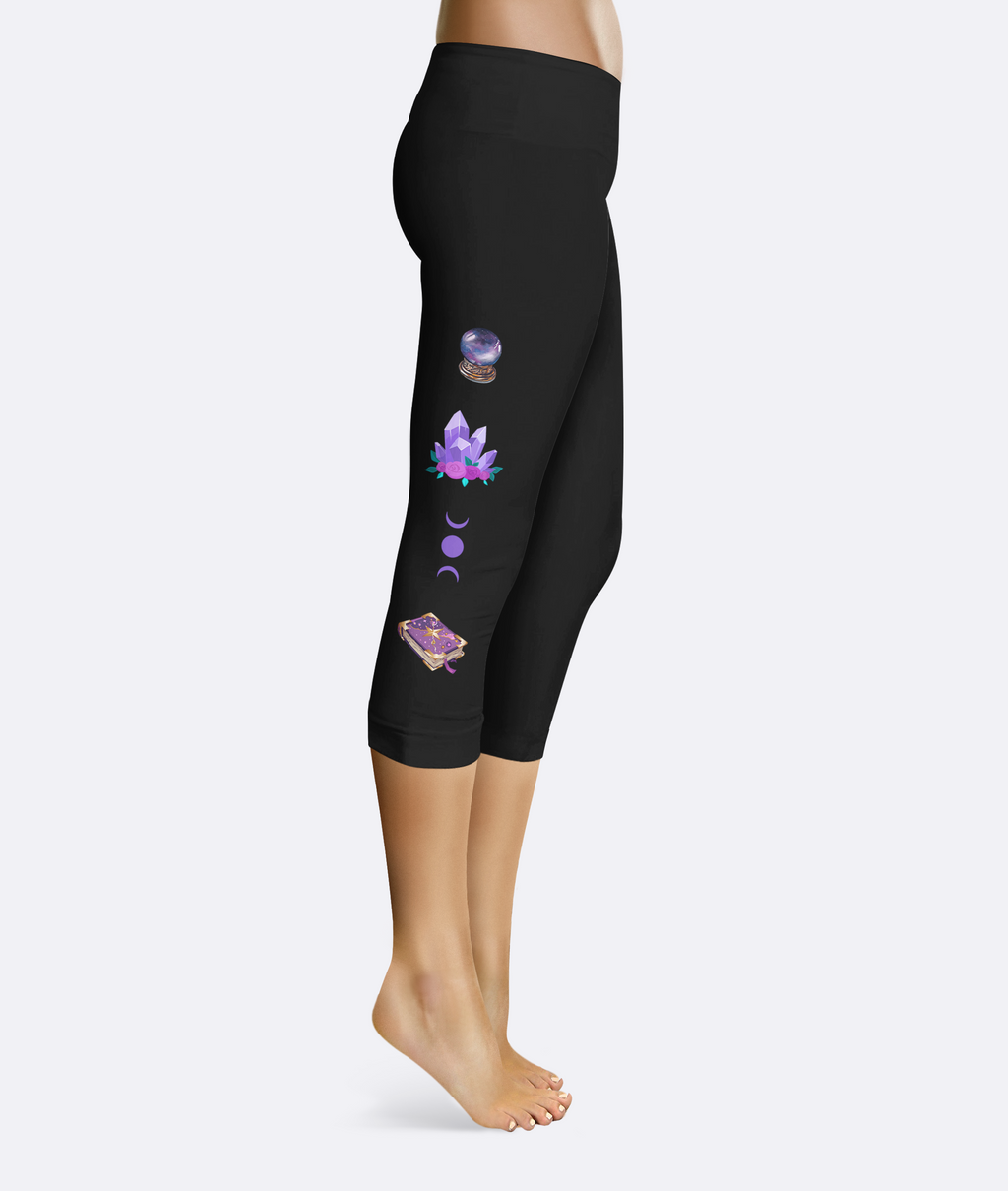 Wiccan Magick Print Leggings with Pockets in Black - Image 4
