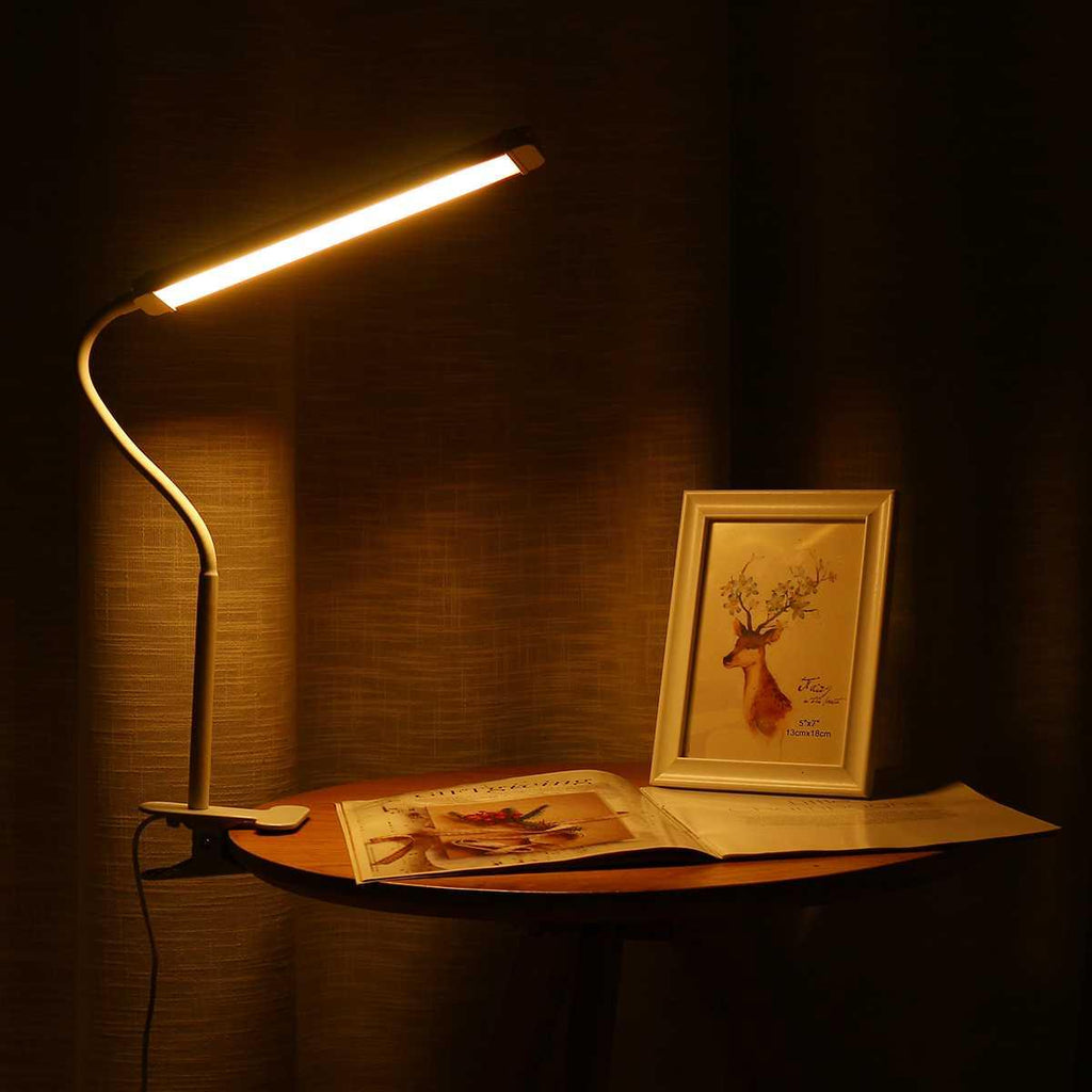 Dimmable LED Clip-on Desk Lamp with 3 Color Modes for Reading