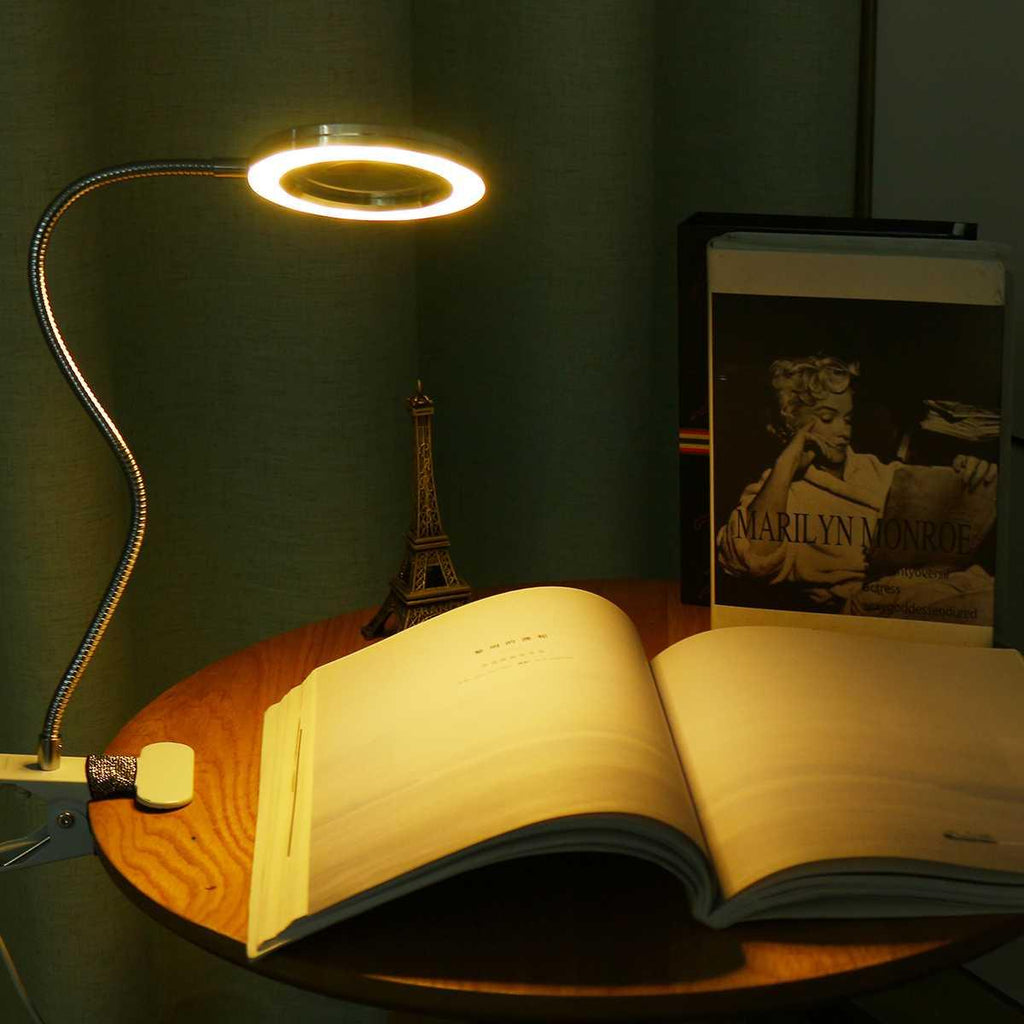 Dimmable LED Clip-on Desk Lamp with 3 Color Modes for Reading