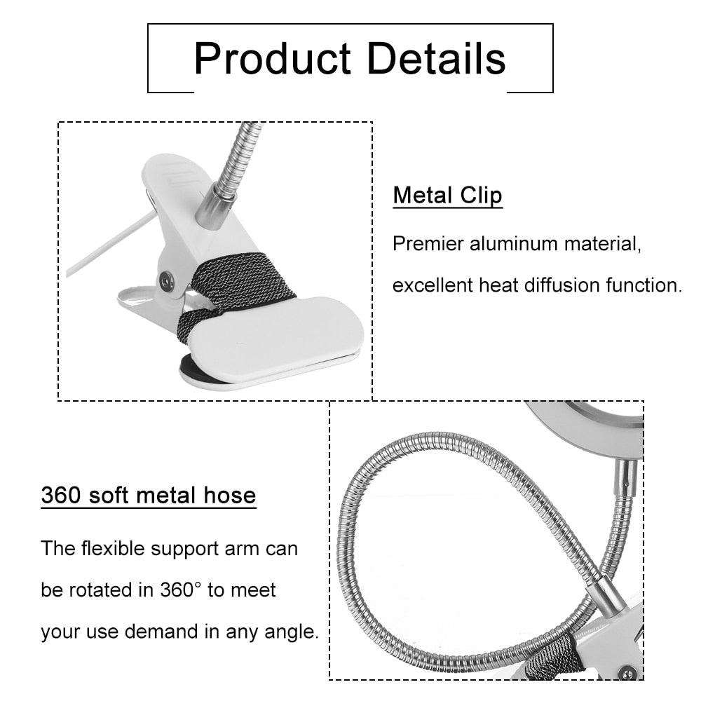 Dimmable LED Clip-on Desk Lamp with 3 Color Modes for Reading