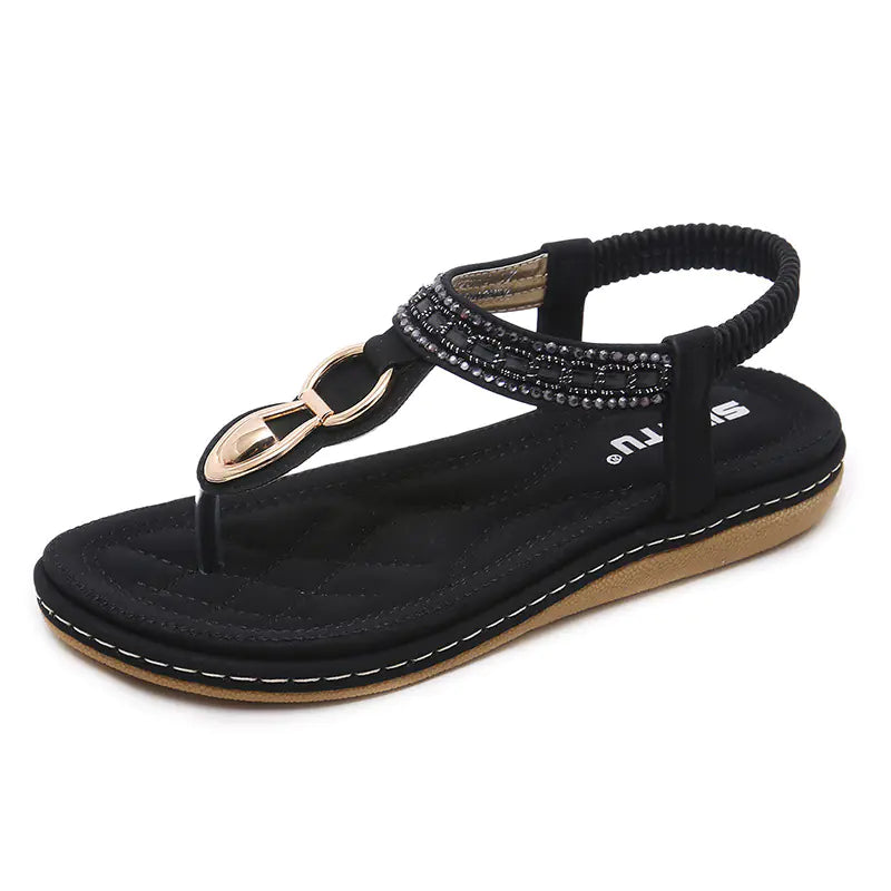 Women's Rhinestone Embellished Flat Beach Sandals - Image 25