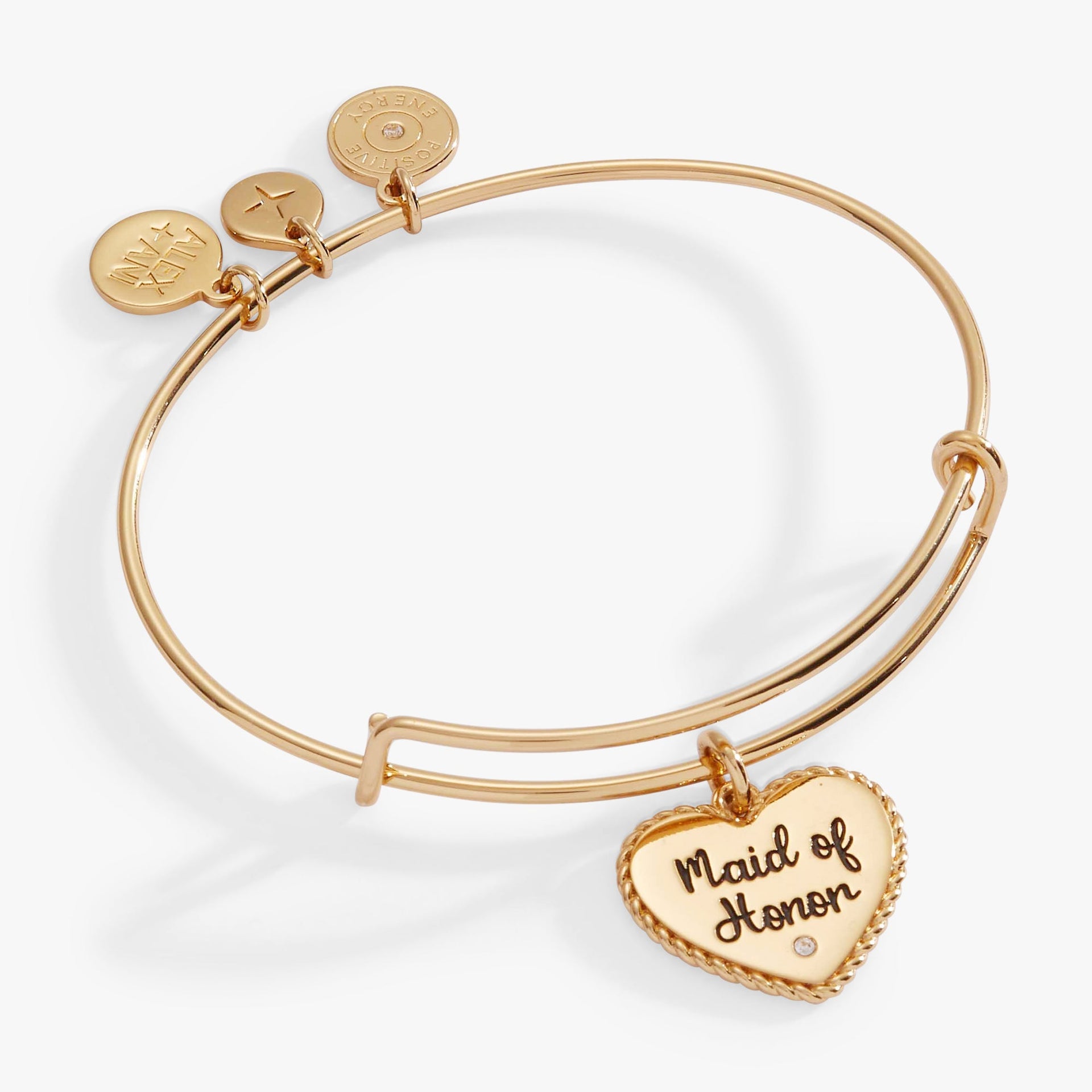 Maid of Honor Heart Charm Expandable Wire Bangle Bracelet