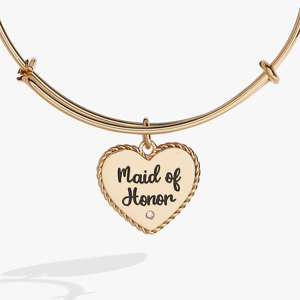 Maid of Honor Heart Charm Expandable Wire Bangle Bracelet