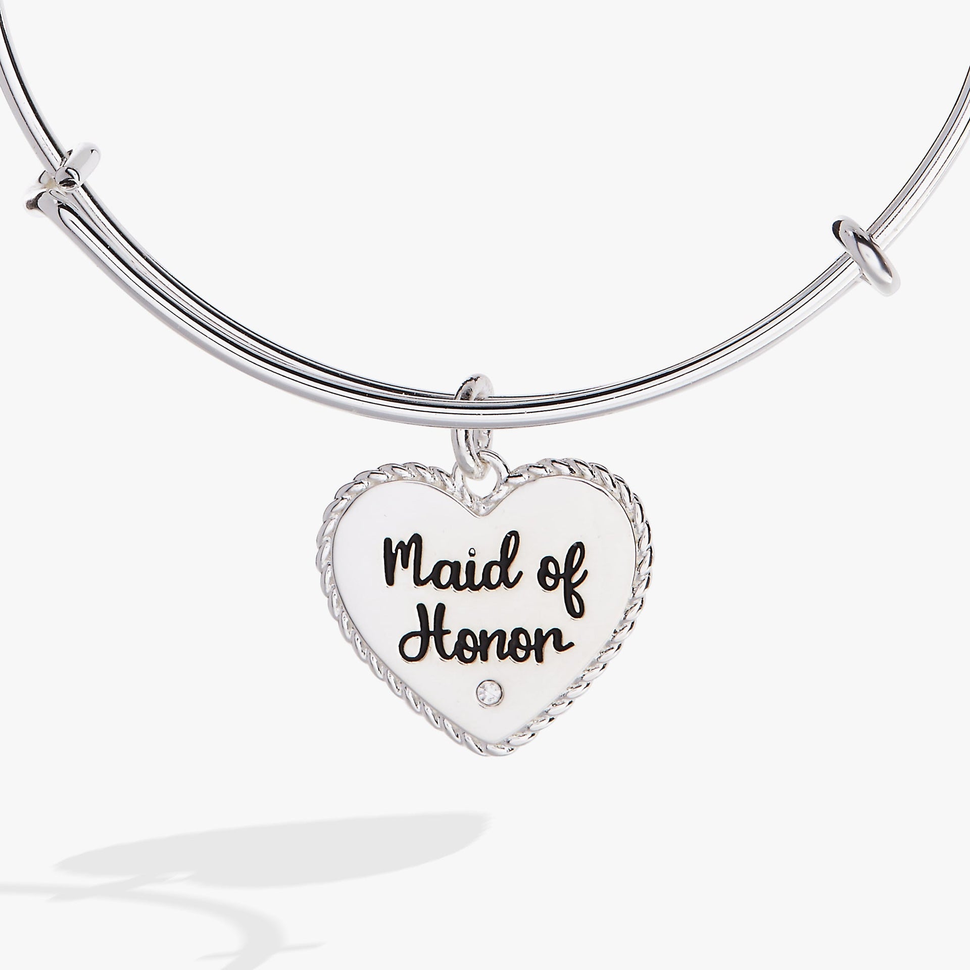 Maid of Honor Heart Charm Expandable Wire Bangle Bracelet