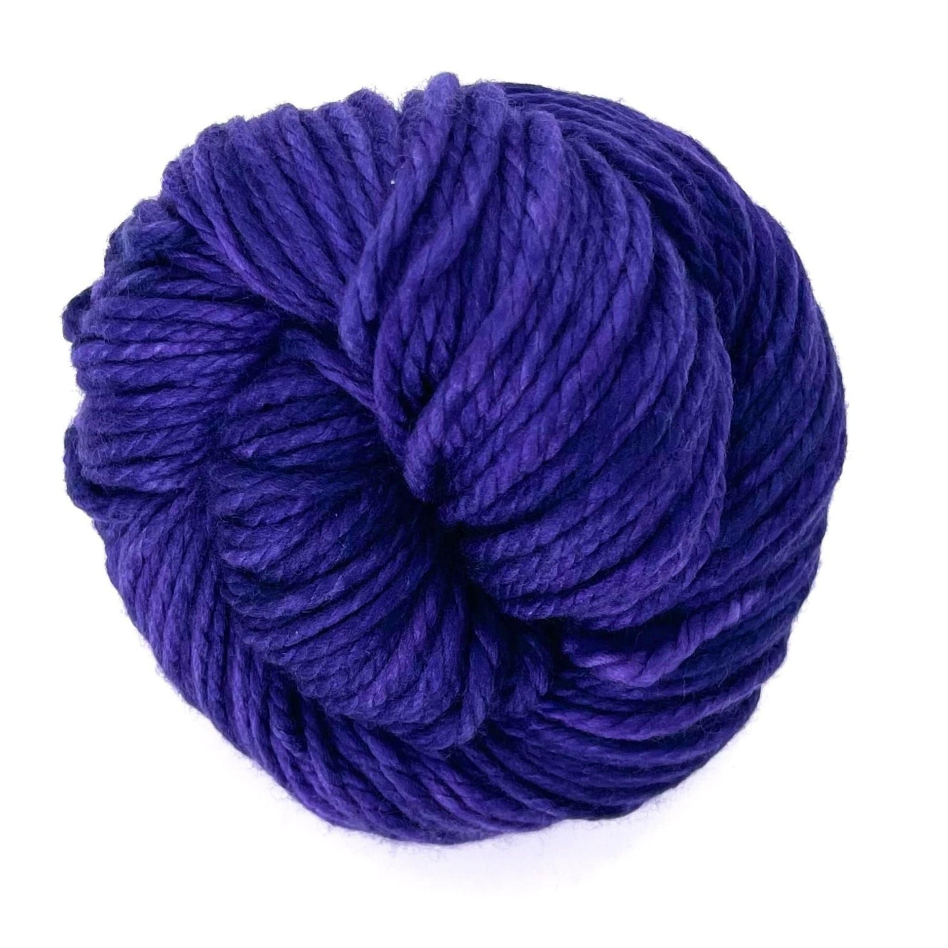 A skein of Malabrigo Chunky bulky weight Merino yarn showing rich, textured fiber