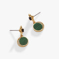 Gold-Plated Malachite Drop Earrings with Crystal Celestial Accents