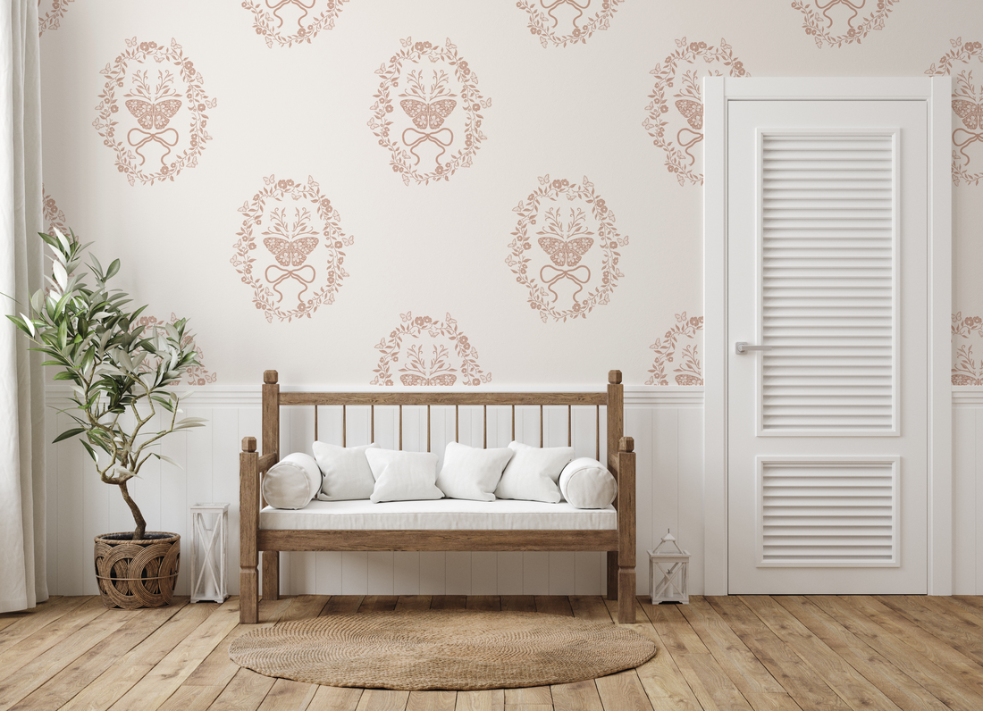 Mallory Sage Green and Blush Pink Floral Wallpaper