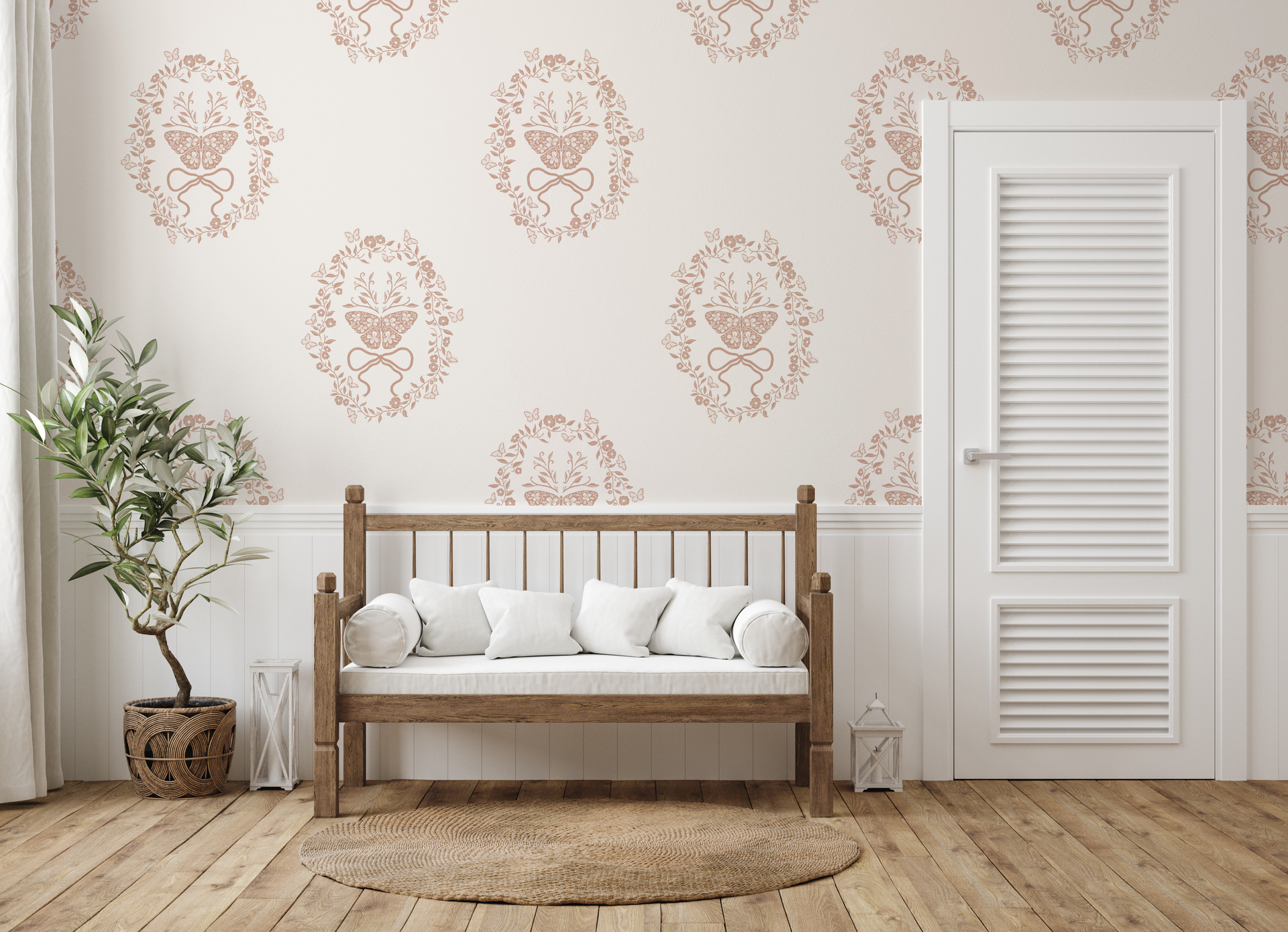 Mallory Sage Green and Blush Pink Floral Wallpaper