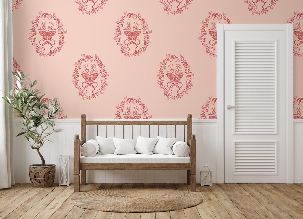 Mallory Sage Green and Blush Pink Floral Wallpaper