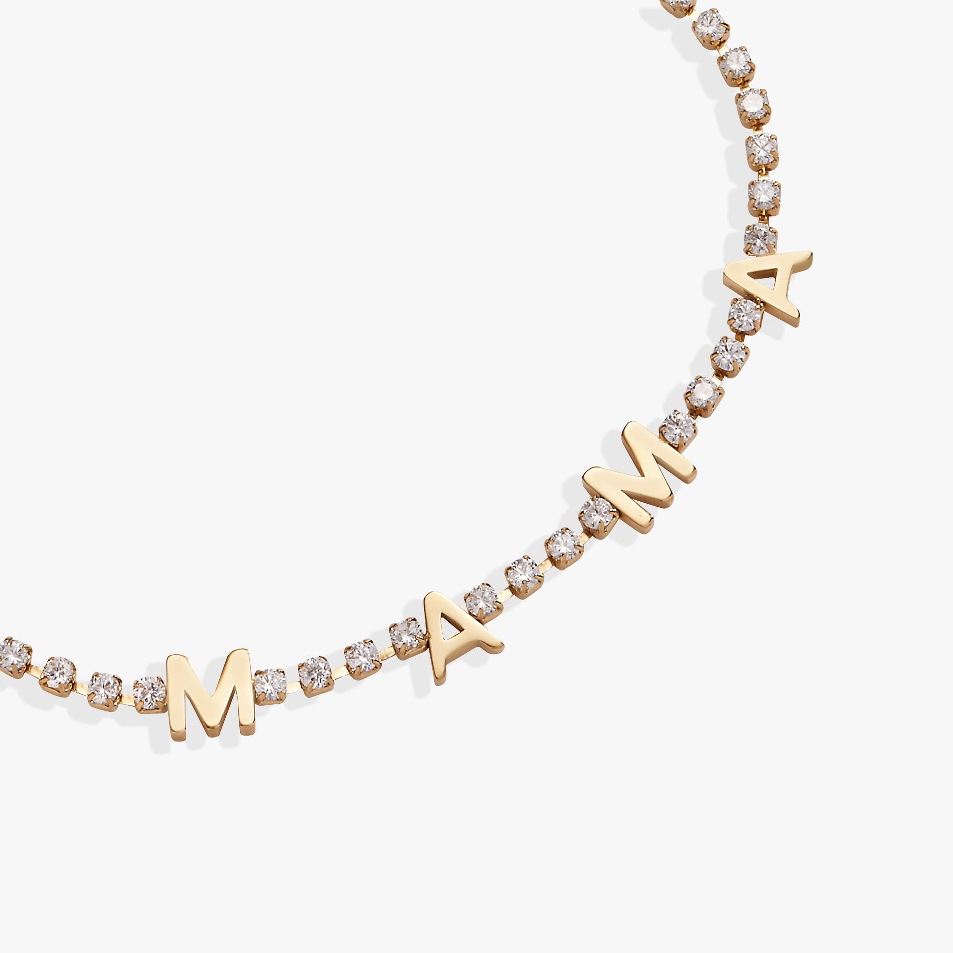 Mama Crystal Tennis Bracelet in Gold-Tone Stainless Steel